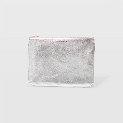 Club Monaco Color Silver Cm Leather Logo Pouch