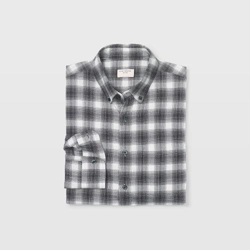 Club Monaco Color Grey Slim Flannel Plaid Shirt