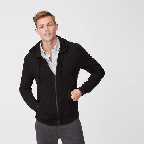 Club Monaco Color Black Terry Zip Hoodie