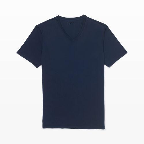 Club Monaco Color Blue Supima Cotton V-neck Tee In Size Xs