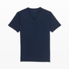Club Monaco Color Blue Supima Cotton V-neck Tee In Size Xs