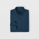 Club Monaco Color Blue Slim Textured Solid Shirt