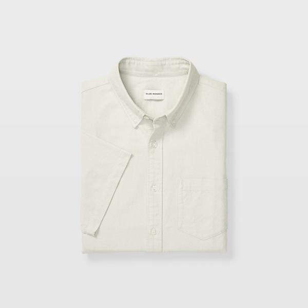Club Monaco Green Slim Short-sleeve Oxford Shirt