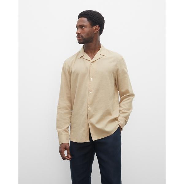 Club Monaco Long Sleeve Camp Collar Seersucker Shirt