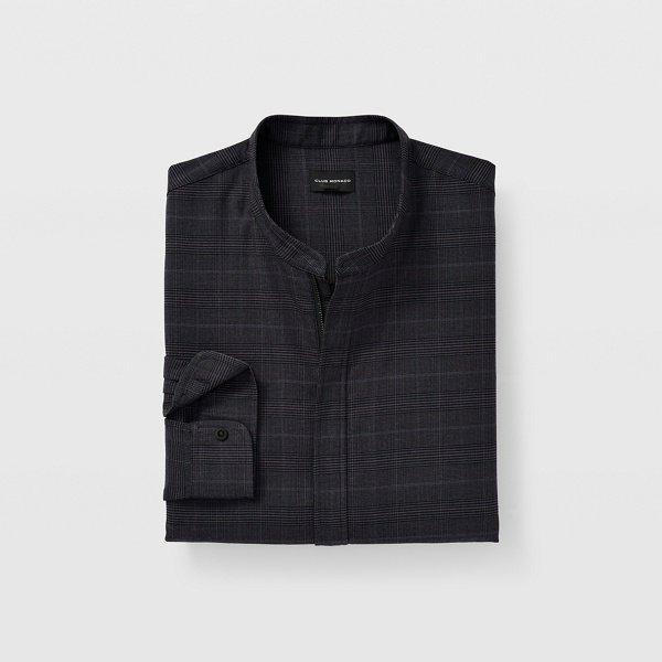 Club Monaco Sharkskin Glen Plaid Zip-front Shirt