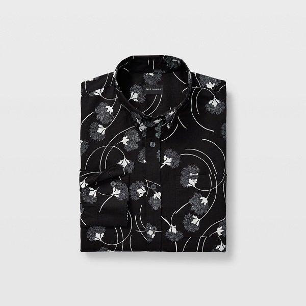 Club Monaco Black Multi Slim Nouveau Swirl Shirt