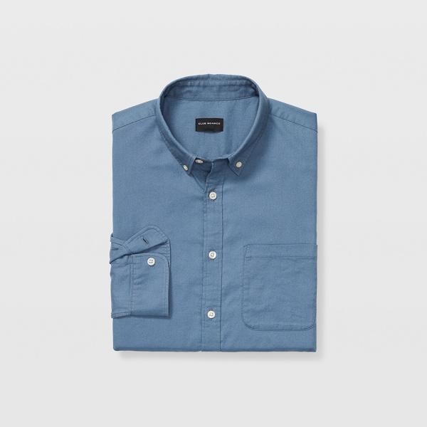 Club Monaco Wharf Blue Slim Solid Flannel Shirt