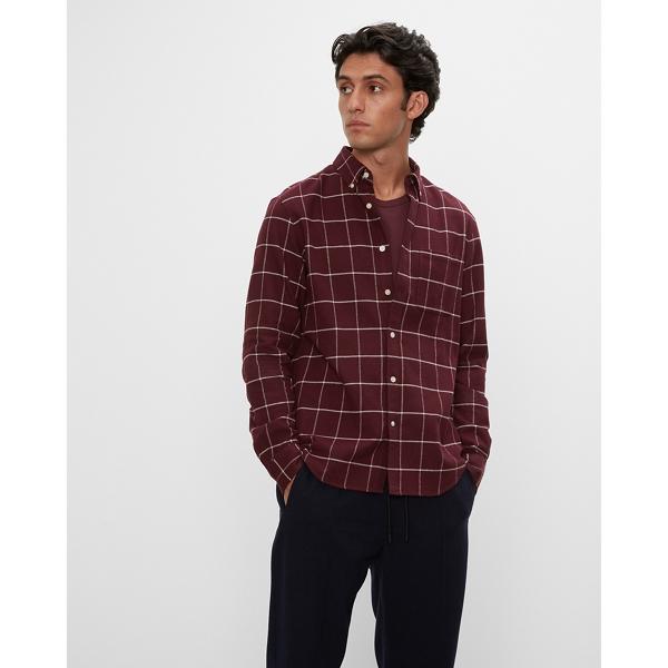 Club Monaco Long Sleeve Windowpane Flannel Shirt