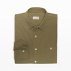 Club Monaco Color Green Classic-fit Workshirt In Size Xs