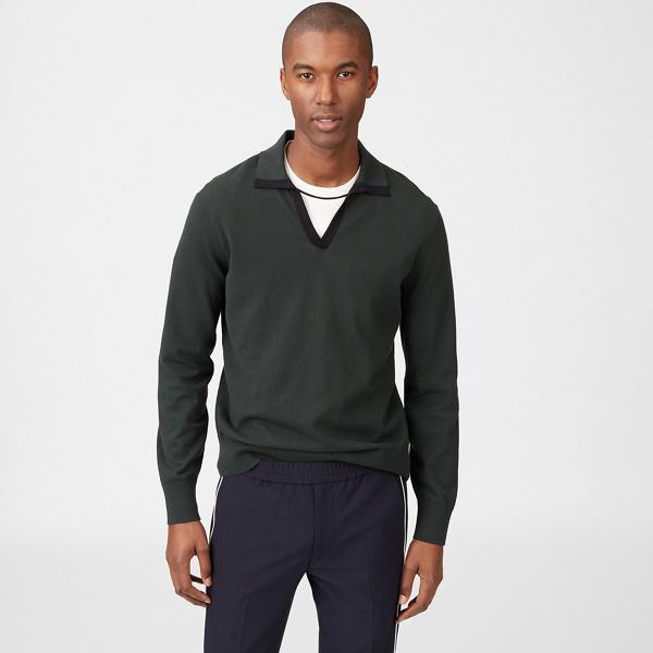 Club Monaco Green Johnny Collar Sweater