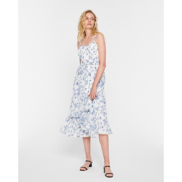 Club Monaco Printed Double Tiered Pleated Dress