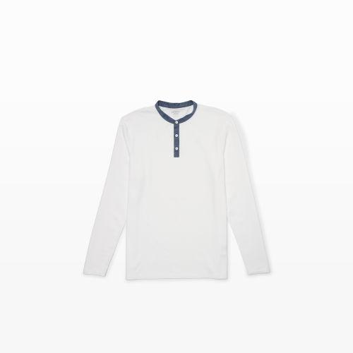 Club Monaco Color White Chambray Band Collar Polo