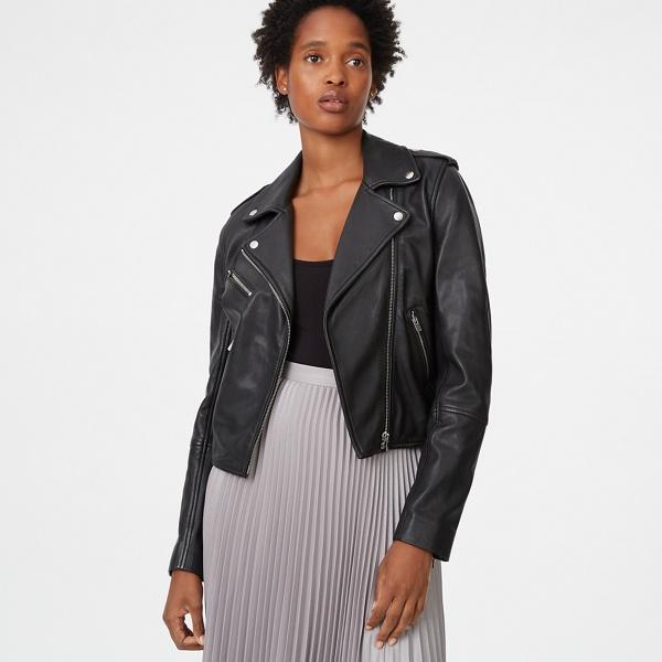 Club Monaco Black Gracella Leather Jacket