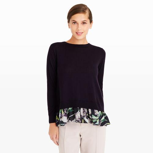 Club Monaco Color Purple Arlietta Mixed Crew Sweater