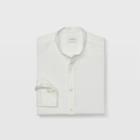 Club Monaco Color White Slim Linen Band-collar Shirt
