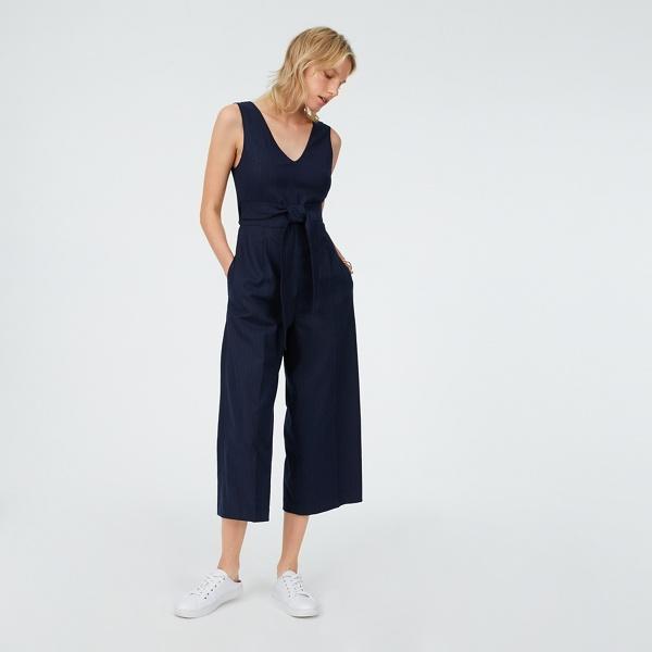 Club Monaco Navy White Stripe Torela Jumpsuit