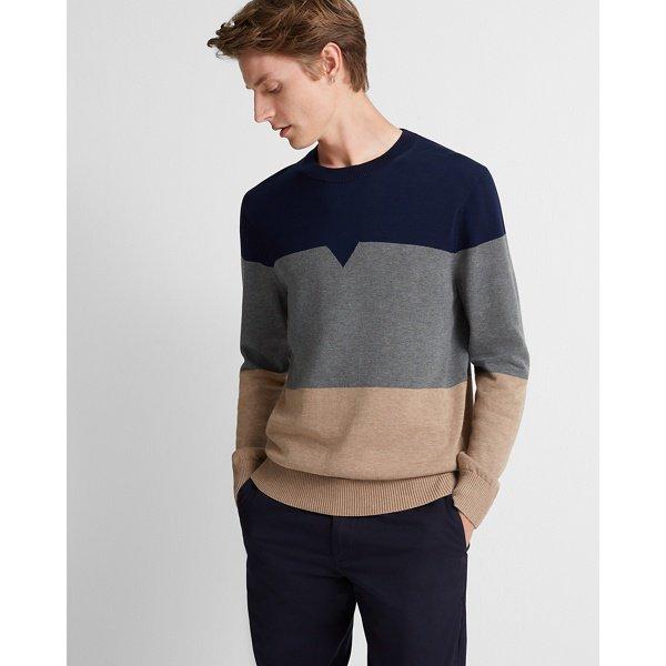 Club Monaco Charcoal Multi Colorblock Crew Sweater