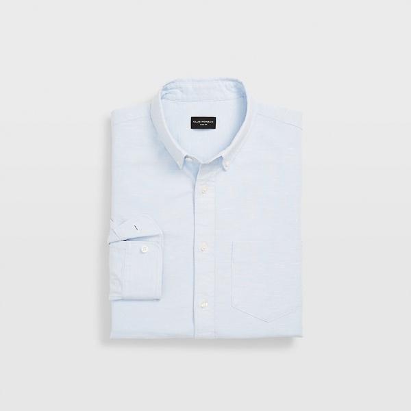 Club Monaco Light Blue Slim Slub Chambray Shirt