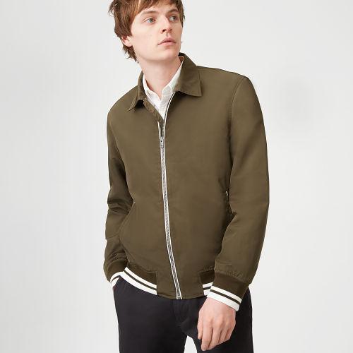 Club Monaco Color Green Collared Tech Bomber Jacket
