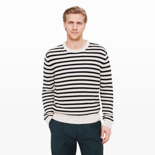 Club Monaco Color Natural/navy Striped Cotton Crew