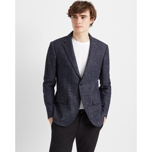 Club Monaco Blue Multi Grant Wool Blend Blazer
