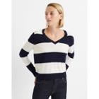 Club Monaco Navy Stripe Zaydie Merino Wool Sweater