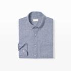 Club Monaco Color Blue Slim Houndstooth Linen Shirt