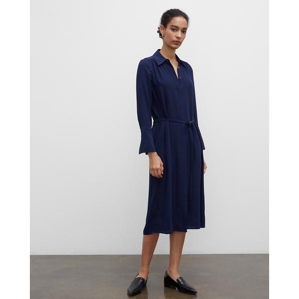 Club Monaco Shirred Back Midi Shirt Dress