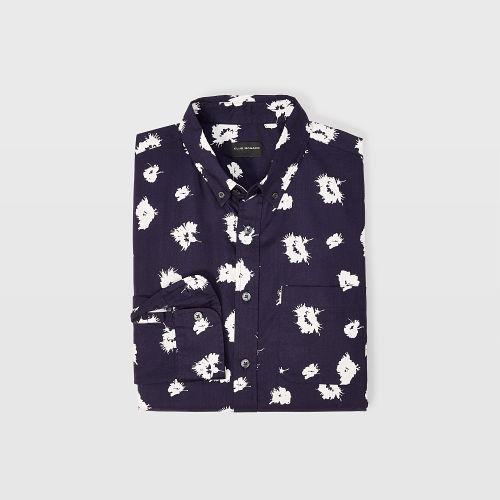 Club Monaco Color Blue Slim Roche Flower Shirt