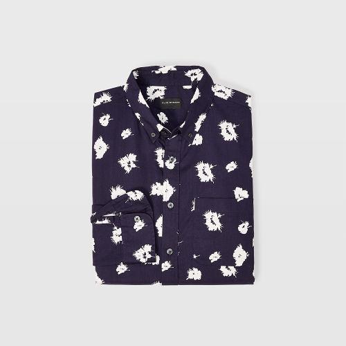 Club Monaco Color Blue Slim Roche Flower Shirt