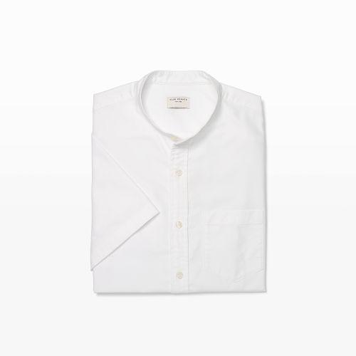 Club Monaco Color White Slim Band Collar Oxford