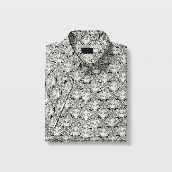 Club Monaco White Multi Slim Short-sleeve Palm Shirt