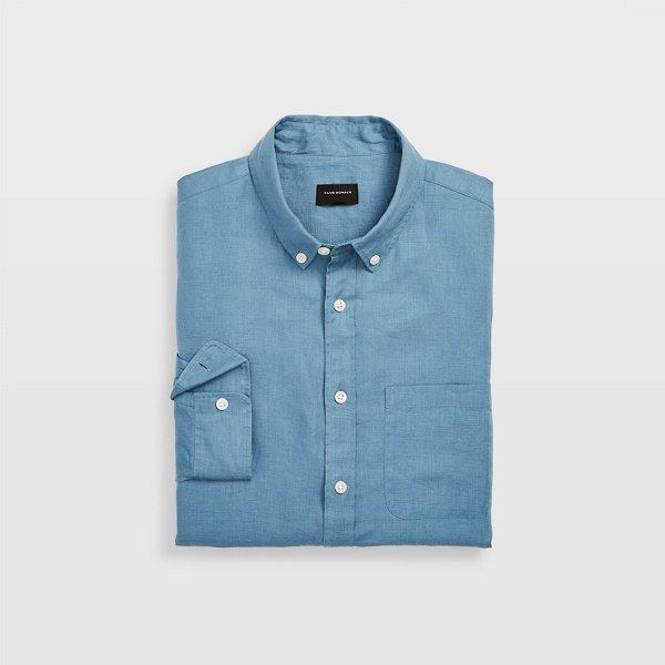 Club Monaco Bright Blue Slim Linen Shirt