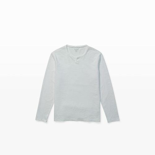Club Monaco Color White Long-sleeve Slub Split Tee