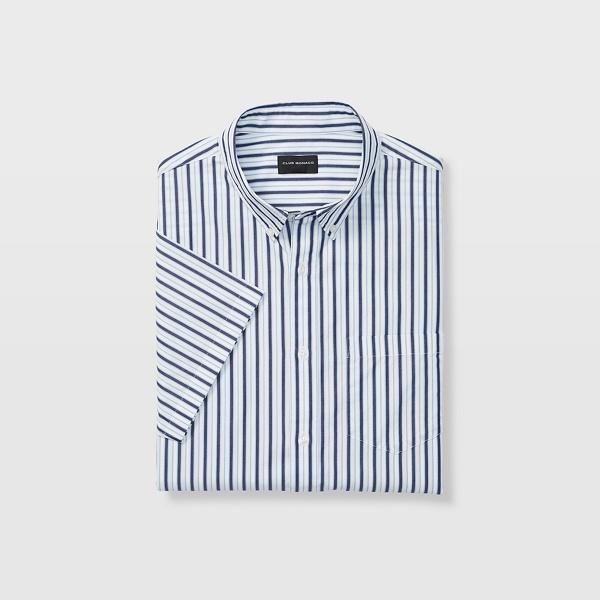 Club Monaco White Multi Slim Stripe Short-sleeve Shirt