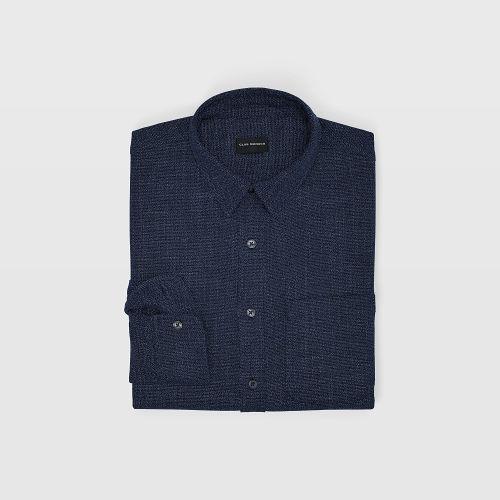 Club Monaco Color Blue Slim Grid Texture Shirt