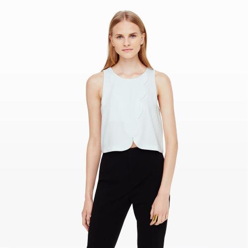 Club Monaco Color White Genero Scalloped Crop Top In Size 0