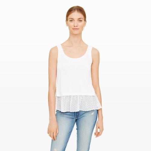 Club Monaco Color White Bolari Ruffle-hem Sweater Tank