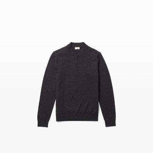 Club Monaco Color Grey Merino Quarter-zip Sweater