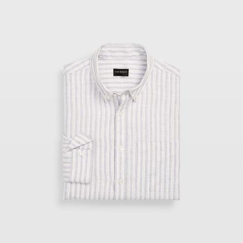 Club Monaco Color Blue Slim Chambray Linen Shirt