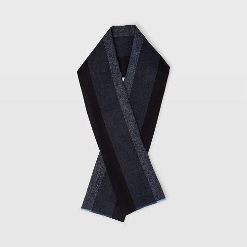 Club Monaco Color Blue Wool Herringbone Stripe Scarf