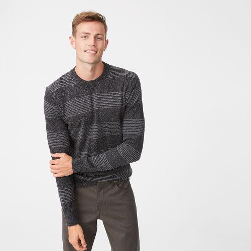 Club Monaco Color Grey Stripe Crew Sweater