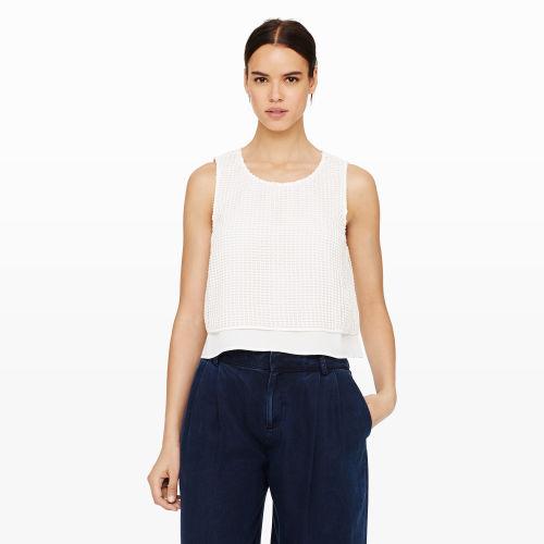 Club Monaco Color White Cilla Grid-lace Crop Top