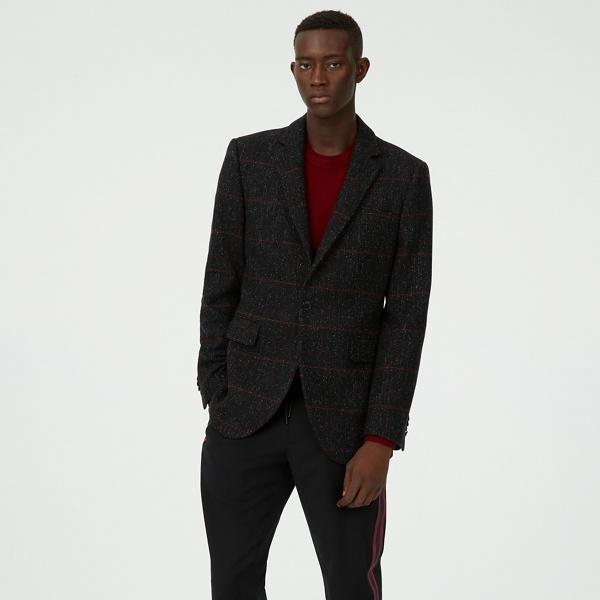 Club Monaco Charcoal Grant Plaid Holiday Blazer