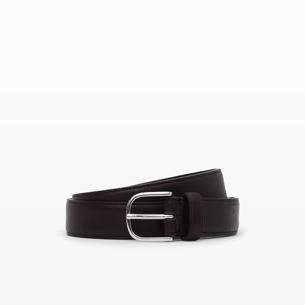 Club Monaco Dark Brown Leather Dress Belt