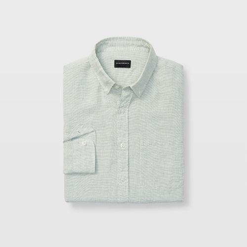 Club Monaco Color Green Slim Linen End-on-end Shirt