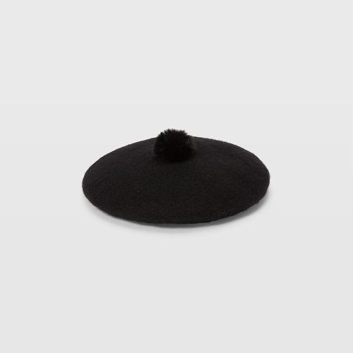 Club Monaco Color Black Hat Attack Pom Beret
