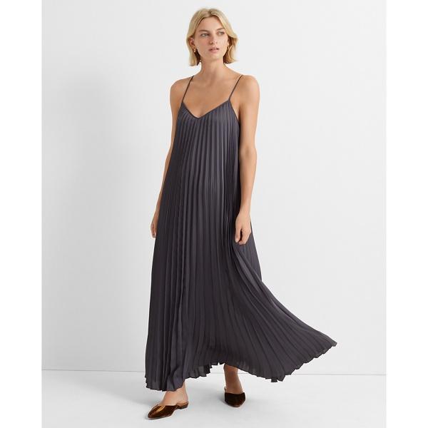 Club Monaco Charcoal Strappy Pleated Maxi Dress