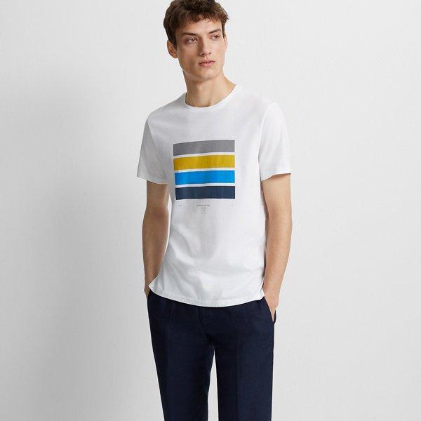Club Monaco White Blocked Graphic Tee