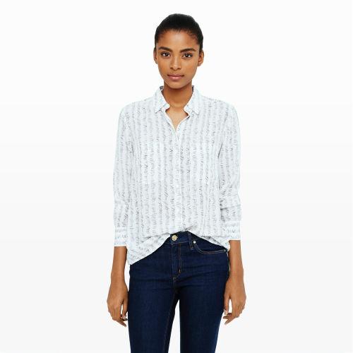 Club Monaco Color White Maraie Silk Print Shirt